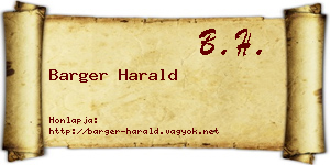 Barger Harald névjegykártya